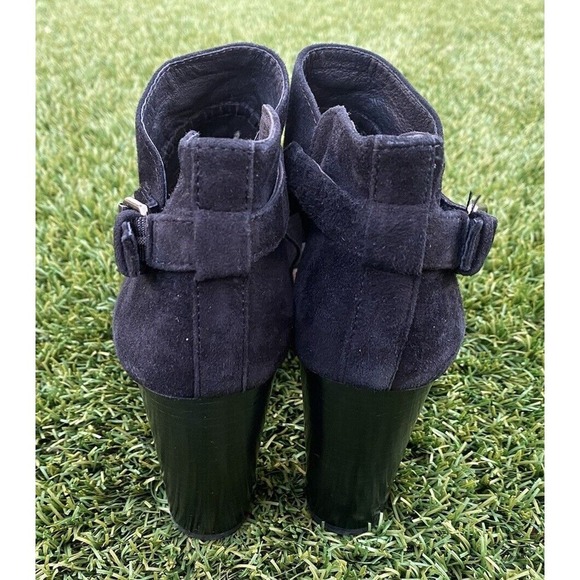 Vince Camuto Conley Black True Suede Buckle Open Toe Cut Out Block Bootie 7.5M - Picture 5 of 9